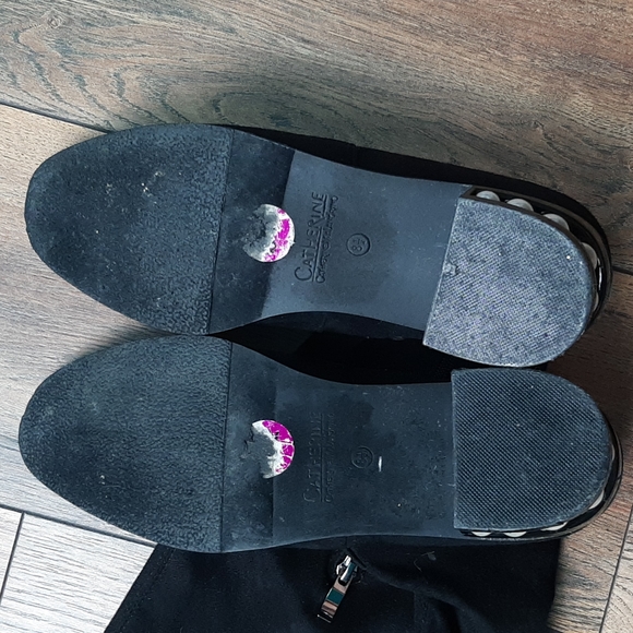 COPY - CATHERINE MALANDRINO black BOOTS PEARL HEEL. 25" shaft height - Picture 13 of 15